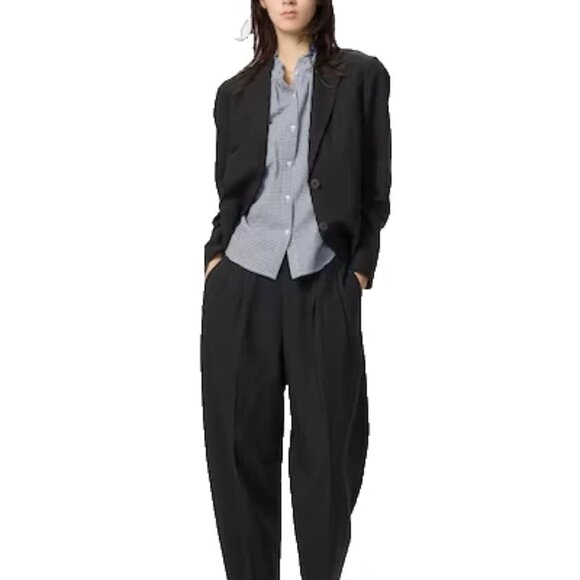 Humanoid Slub Linen Light Breezy Pants High Waist Barrel Pants Black Sz M $400